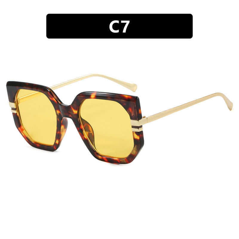 Damen geometrische Sonnenbrille mit luxuriösem goldenen Rahmen und polarisierenden Gläsern Karnz