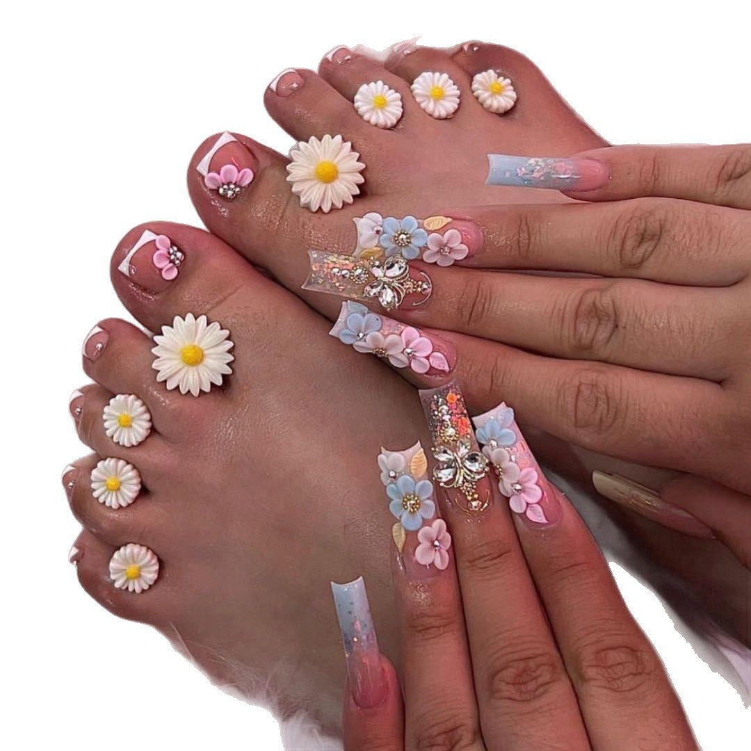 Floral 3D Press-On Nagelkunst Set Karnz
