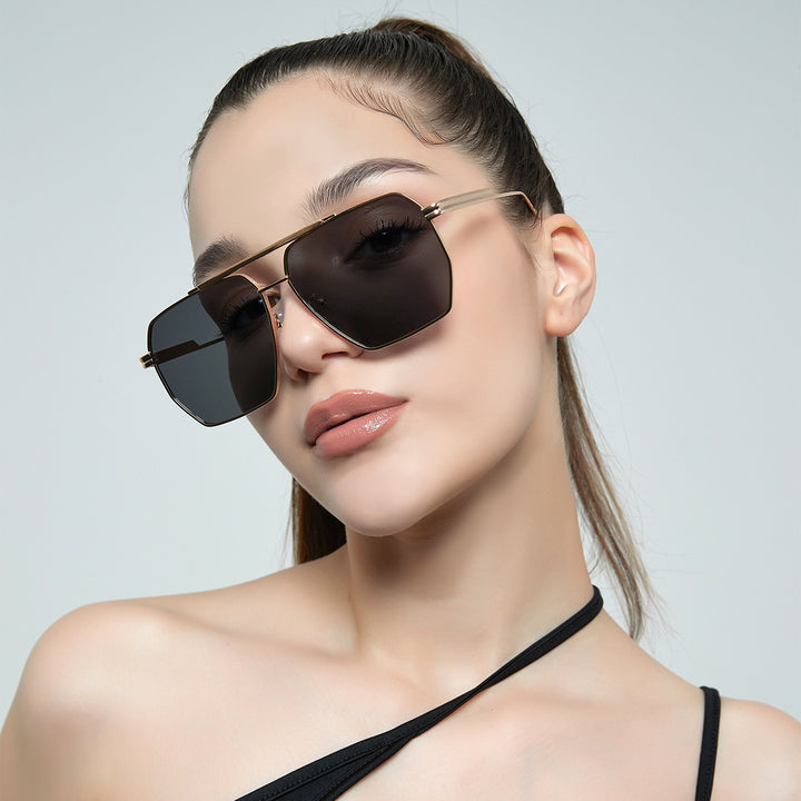 Damen elegante sechseckige Sonnenbrille Karnz
