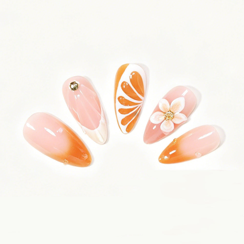 Künstlerisches Floral Press-On Nagelspitzen-Set Karnz