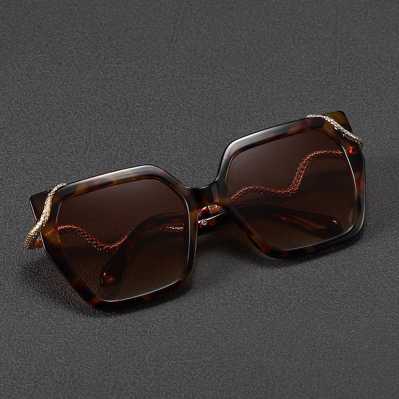 Luxuriöse Übergroße Sechseckige Sonnenbrille