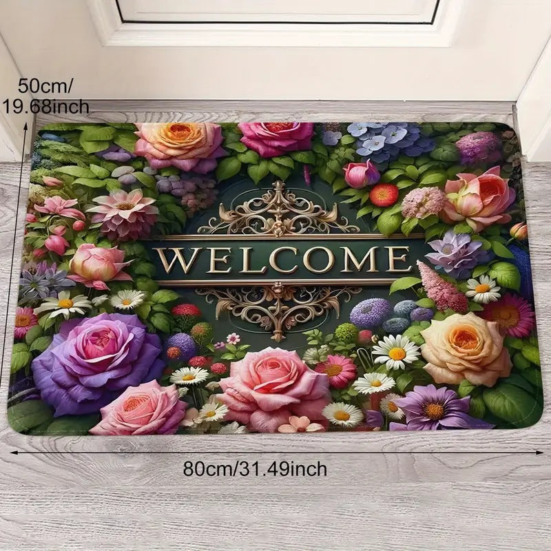 Blumenmuster Willkommensmatte Karnz