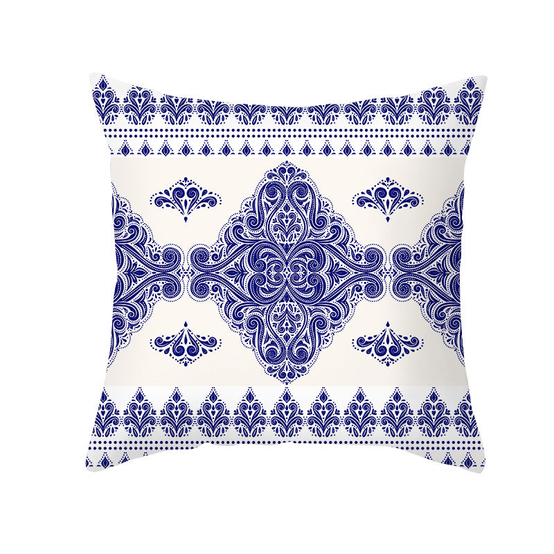 Mediterrane Mandala Baumwoll-Leinen Kissenbezug