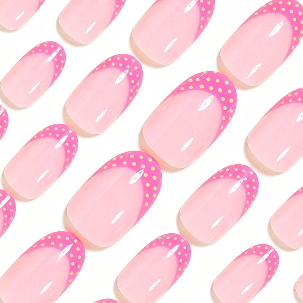 Künstlerisches Polka-Dot-Französisch-Spitzen-Nagelset Karnz