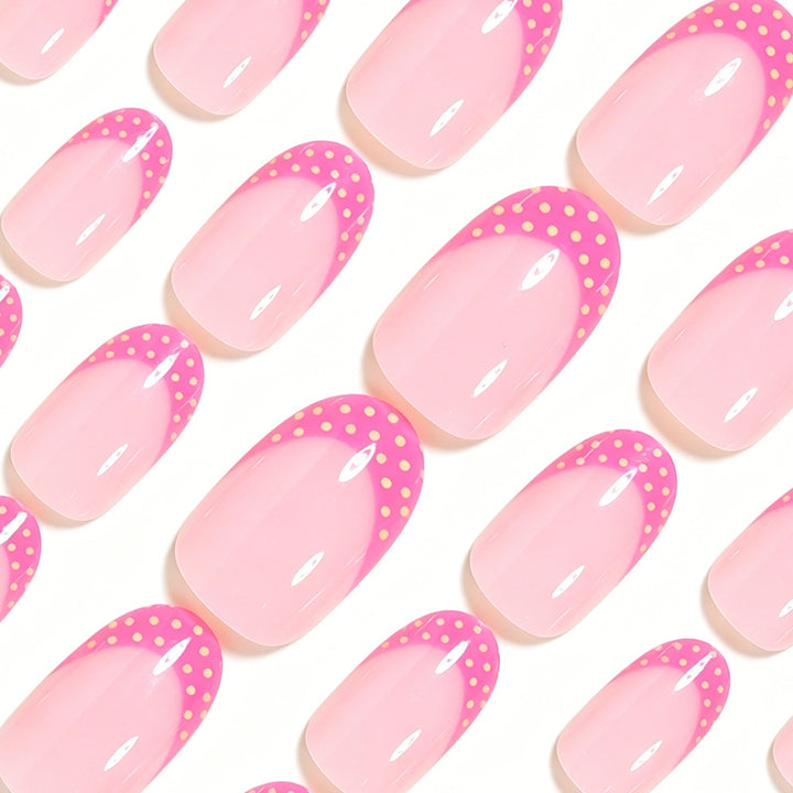 Künstlerisches Polka-Dot-Französisch-Spitzen-Nagelset Karnz