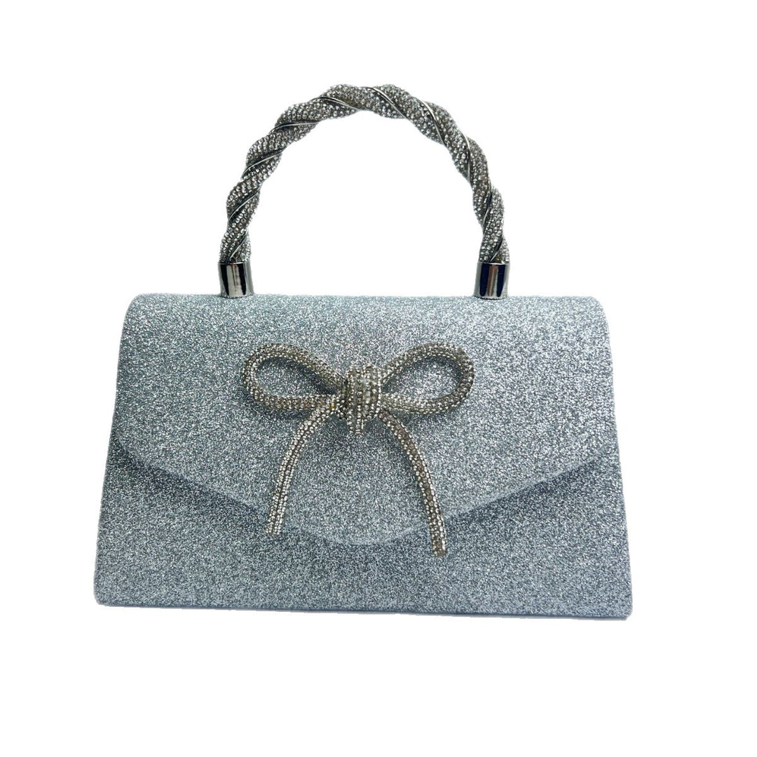 Glänzende Abendtasche mit Schleifen-Detail