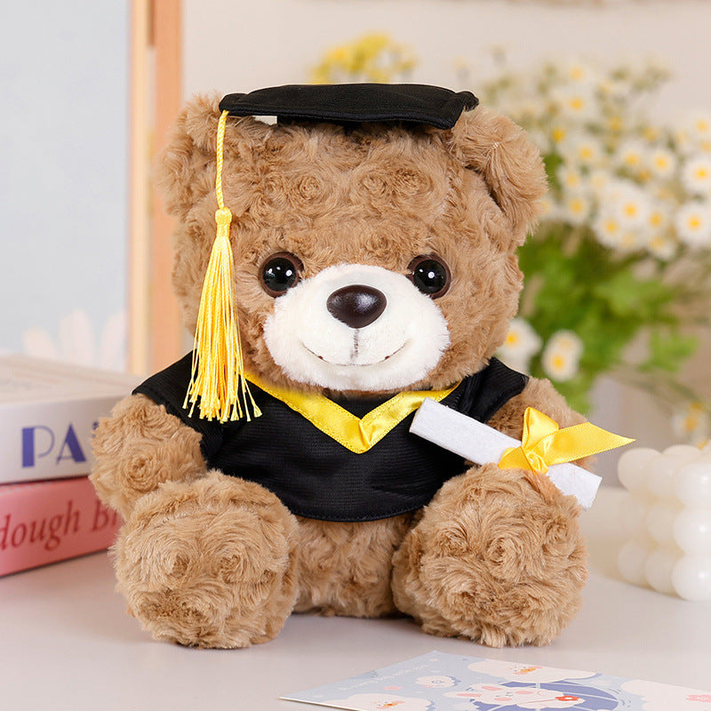 Festlicher Feiertags-Plüschbär Dekorative sitzende Kuschelfigur mit Pom-Pom-Schal & Veloursmütze Karnz