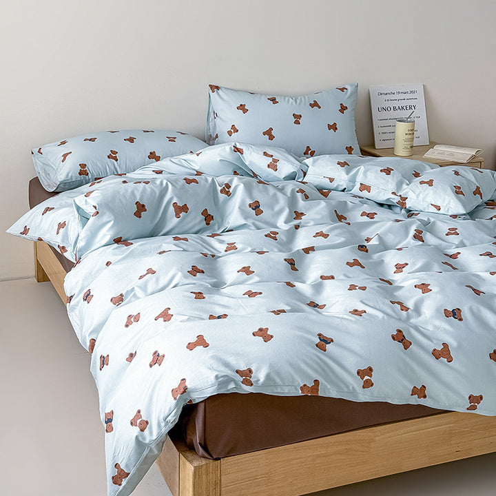 Florales Baumwoll-Satin Bettbezugset mit Kissenbezügen