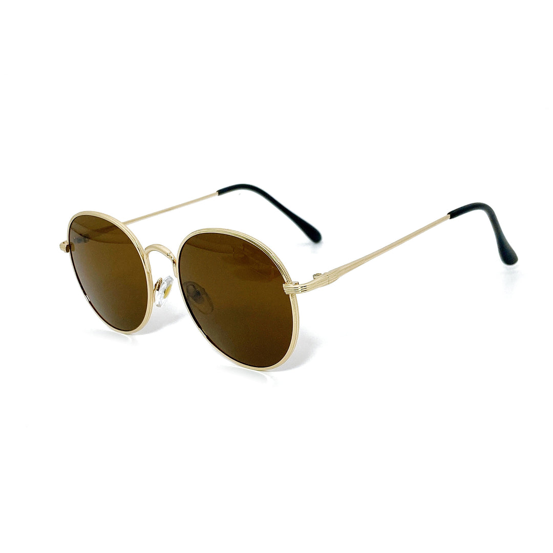 Modische Runde Sonnenbrille mit Goldener Fassung Karnz