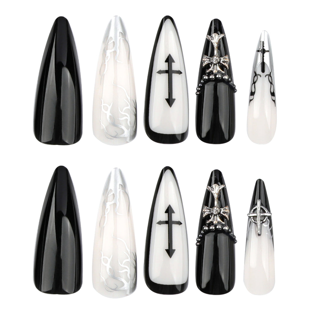 Kunstvolle Stiletto-Nägel mit einzigartigen 3D-Details und eleganten Akzenten Karnz