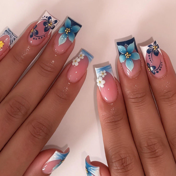 Blumenmuster Nagelkunst Verlängerungen Karnz