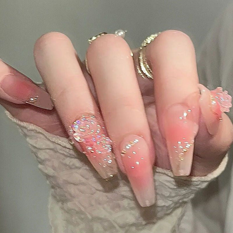 Künstlerisches Floral Press-On Nagelkunst Set