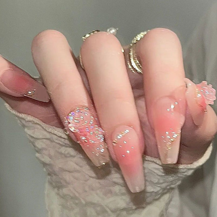 Künstlerisches Floral Press-On Nagelkunst Set