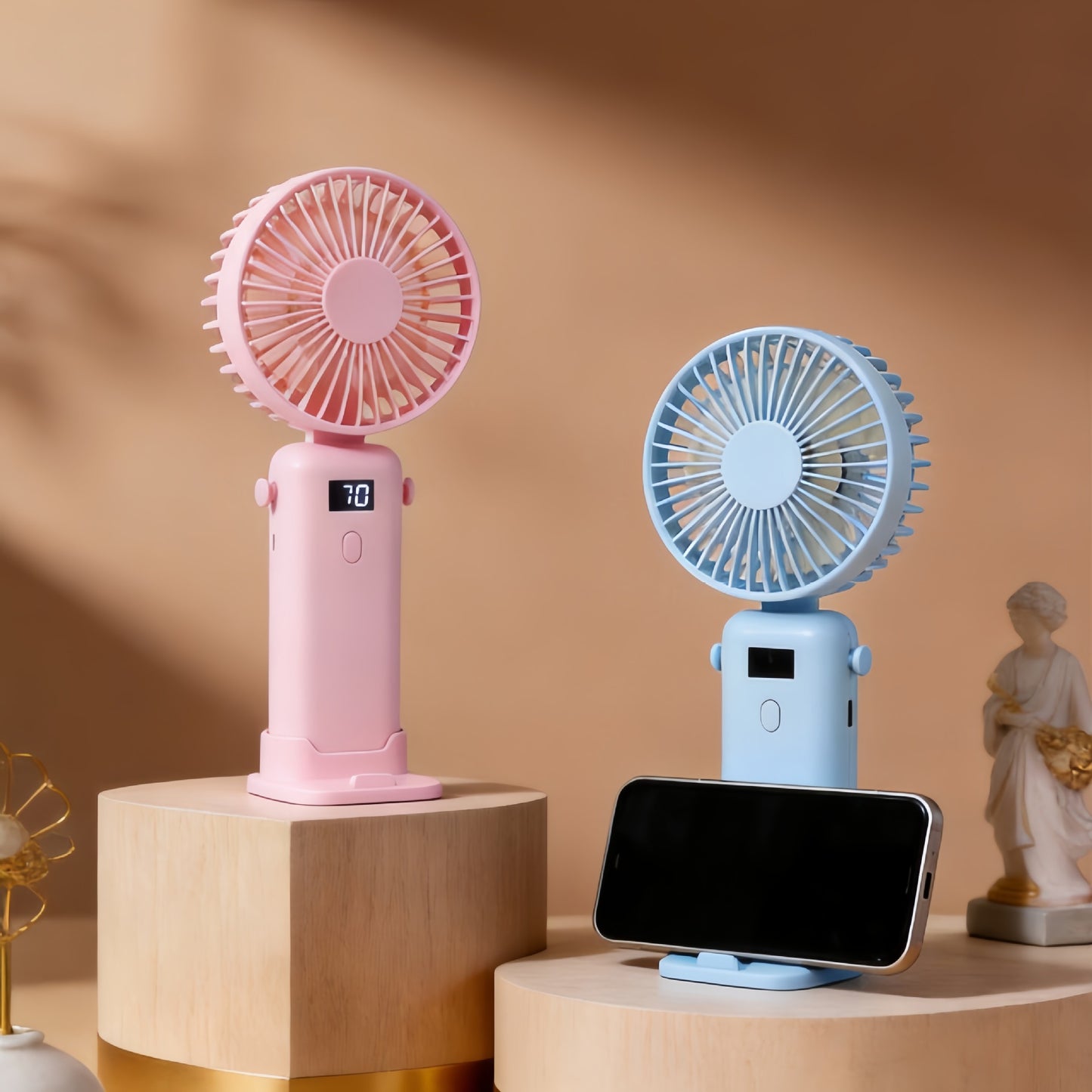 Damen Tragbarer Handventilator mit digitales Display und USB-Anschluss Karnz