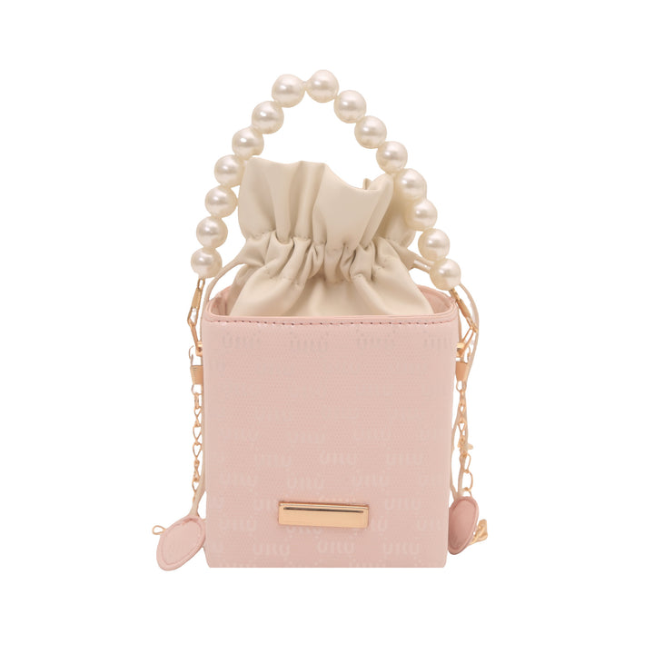 Elegante Mini-Eimer-Tasche mit Perlenhenkel Karnz