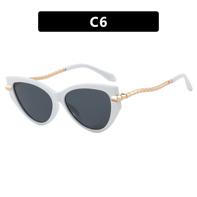Damen Cat-Eye Sonnenbrille mit elegantem Metallrahmen und modischen Akzenten Karnz