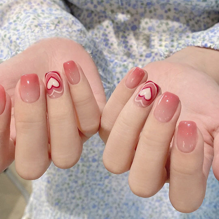 Künstlerisches Herzdesign Press-On Nail Set Karnz 178815*10mm0446