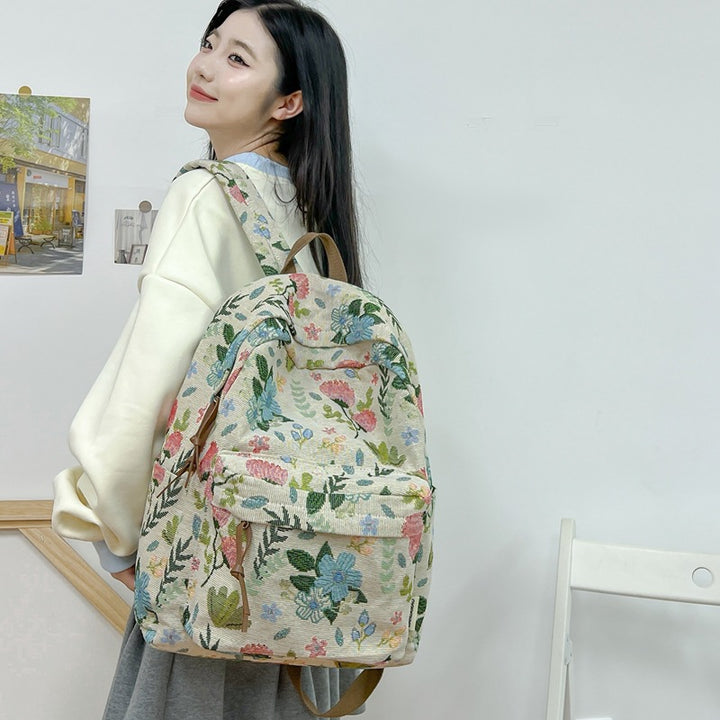 Blumenmuster Canvas Rucksack Karnz