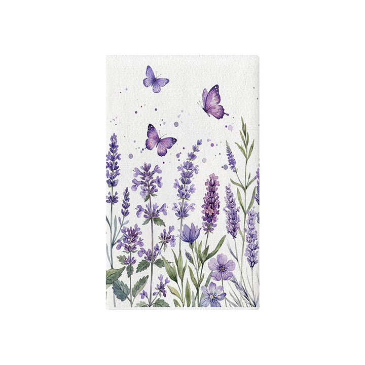 Dekorativer Baumwoll-Leinen Küchentuch mit Aquarell-Wildblumen- und Kolibri-Druck