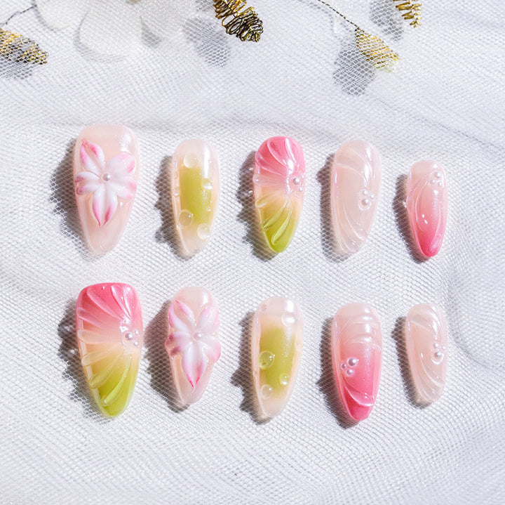 Blumendesign Dekorative Press-On Nagelset