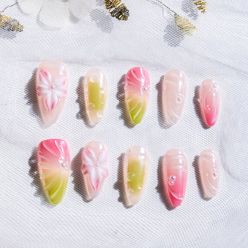 Blumendesign Dekorative Press-On Nagelset