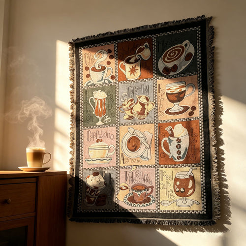 Kaffeethemen Wandteppichwurfdecke