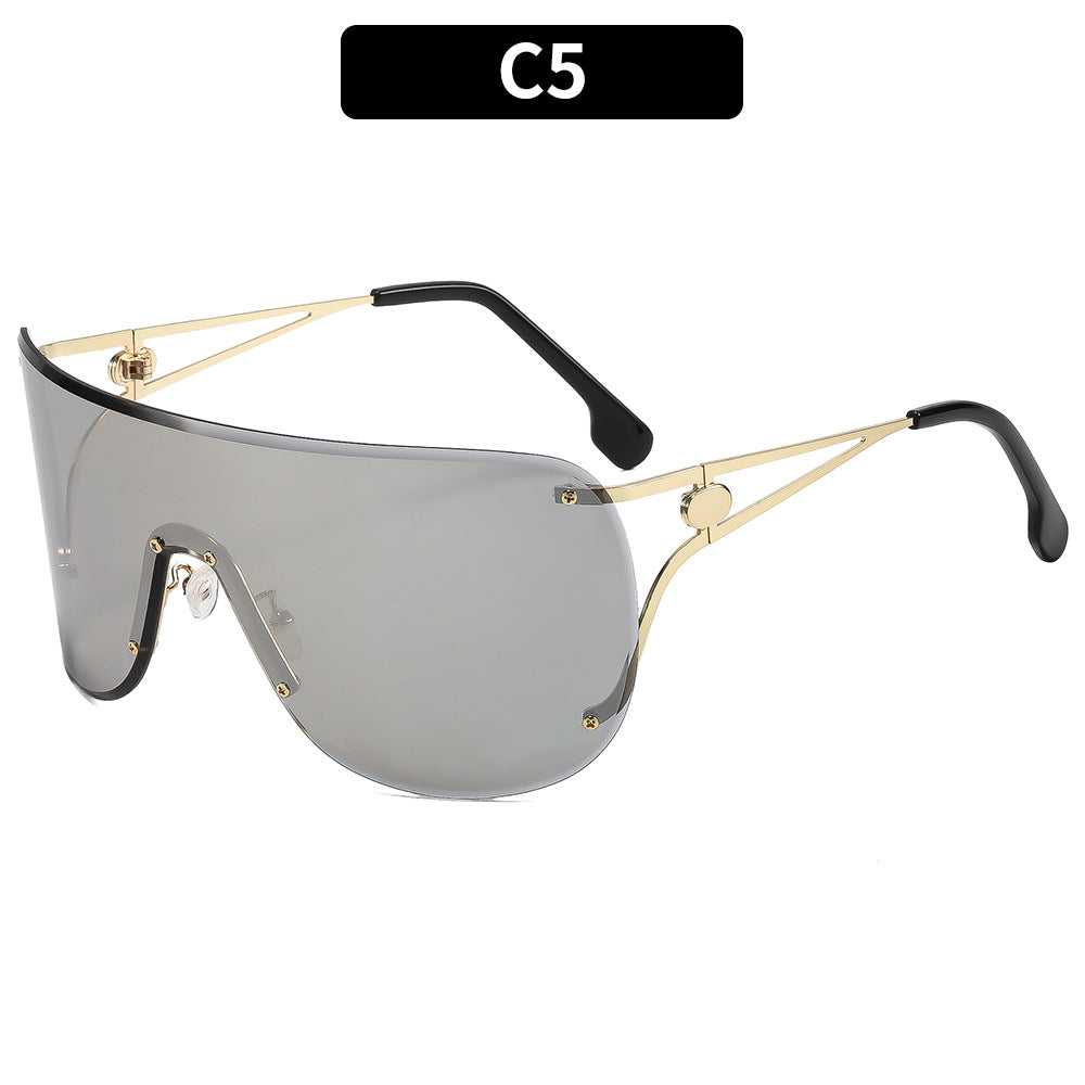 Damen visierartige Sonnenbrille mit elegantem Metallgestell Karnz