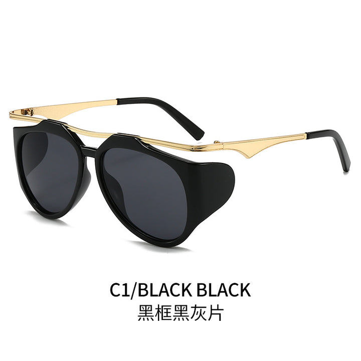 Damen Modische Sport-Sonnenbrille mit Oversized-Rahmen und goldenen Akzenten Karnz