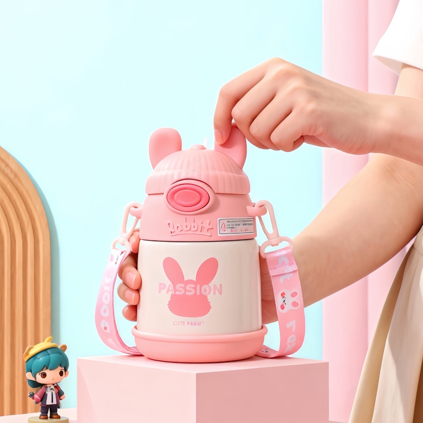 Damen Isolierte Kindertrinkflasche mit praktischem Tragegurt Karnz