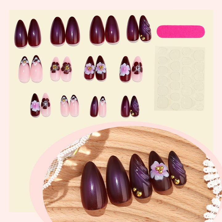 Blumenverzierte Press-On Nagelset Karnz 1788496103
