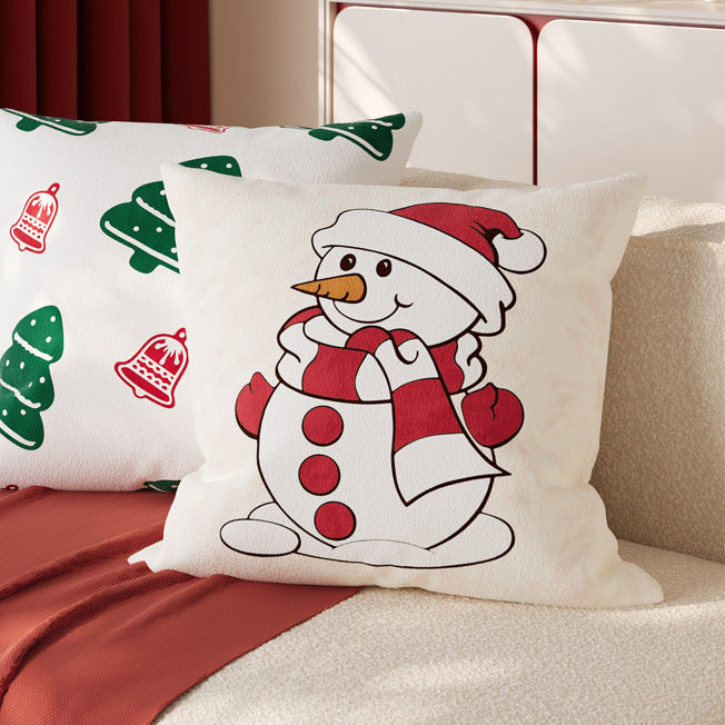 Christmas-Themed Decorative Square Throw Pillow Cover with Hidden Zipper and Soft Linen-Blend Fabric