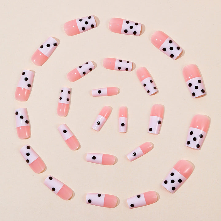 Dekorative Polka Dot French Tip Nagelverlängerungen Karnz