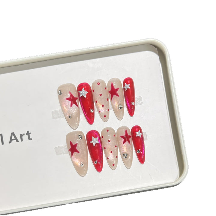 Star-Accent Druck-auf-Nagelset Karnz