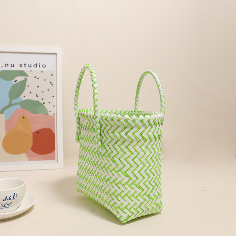 Damen Handgearbeitete Freizeit-Tasche mit zigzag Flechtmuster Karnz