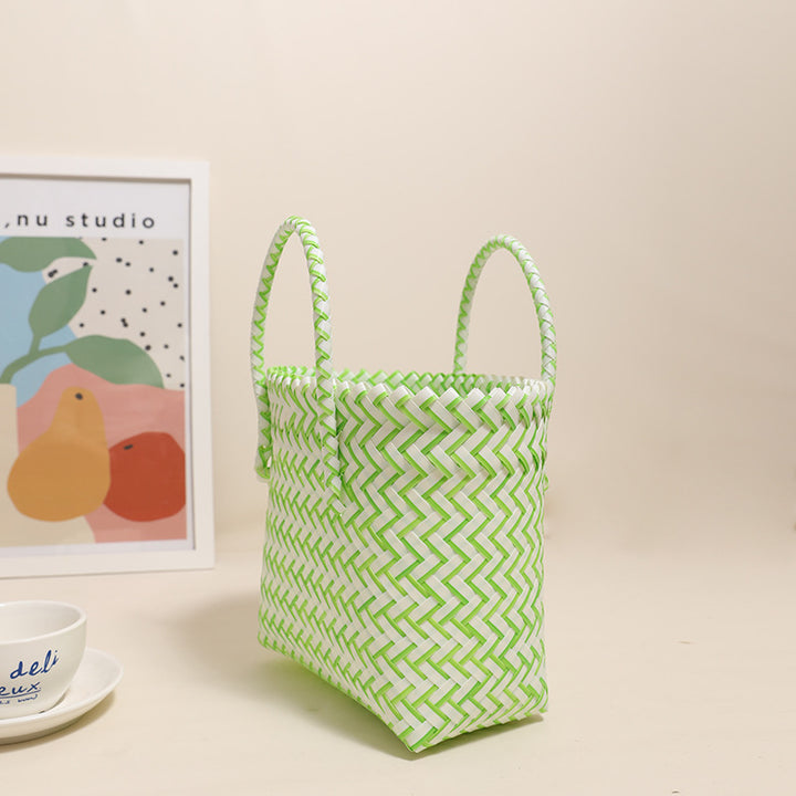 Damen Handgearbeitete Freizeit-Tasche mit zigzag Flechtmuster Karnz