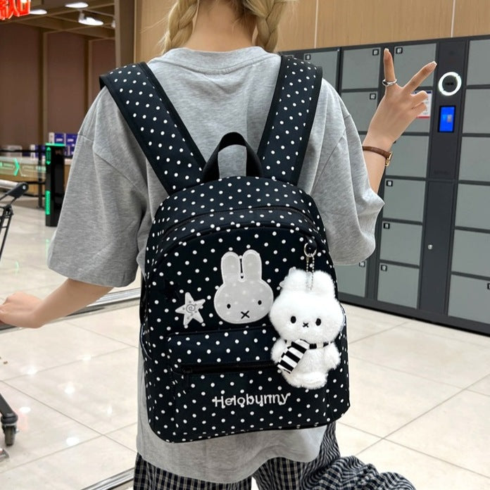 Polka-Dots Cartoon-Themen Rucksack mit Plüsch Charm Karnz