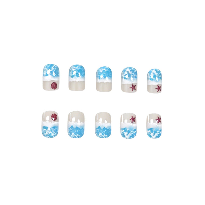 Küsten-Ozean-inspirierte Nagelkunst Karnz