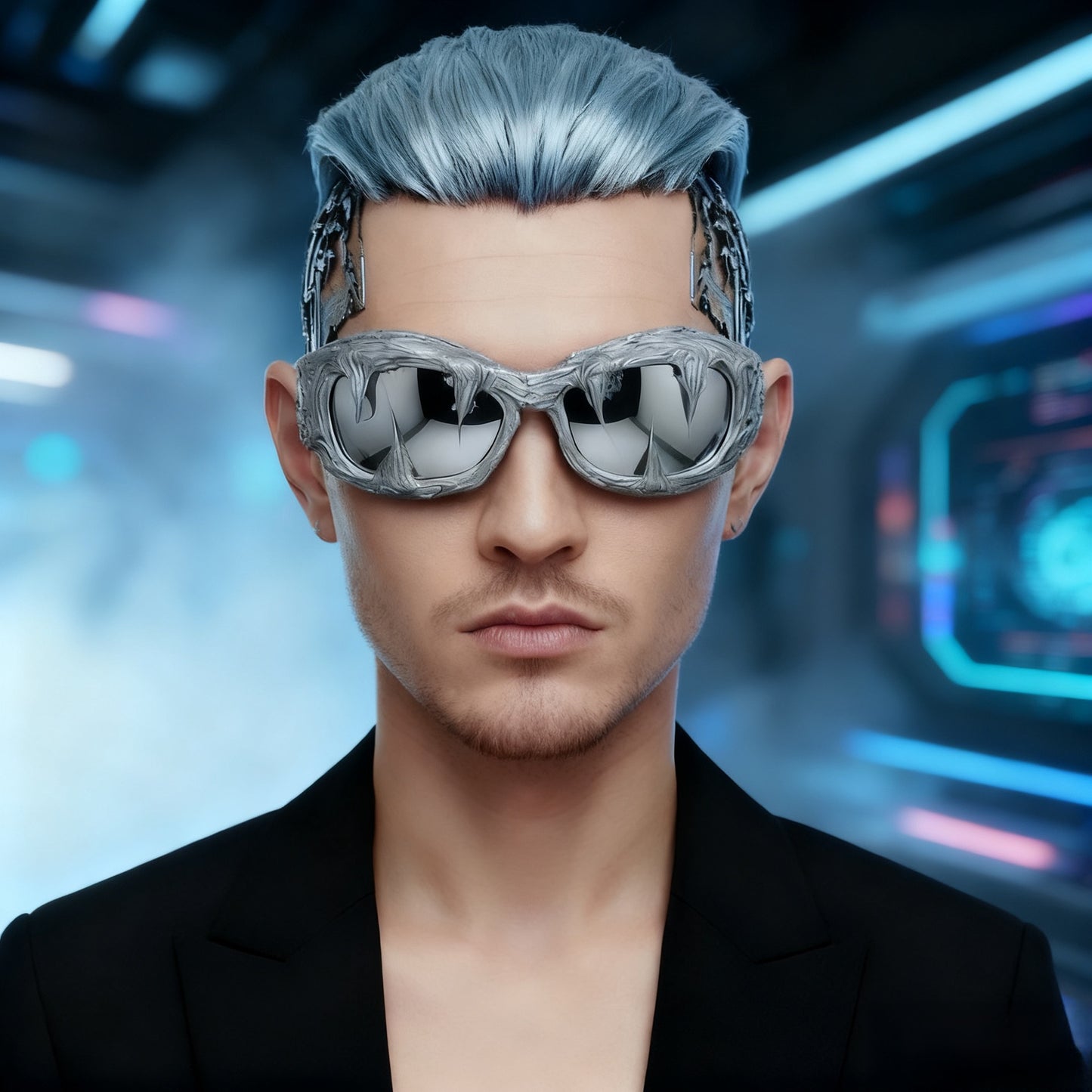 Damen futuristische Design-Sonnenbrille mit einzigartiger strukturierter Oberfläche Karnz