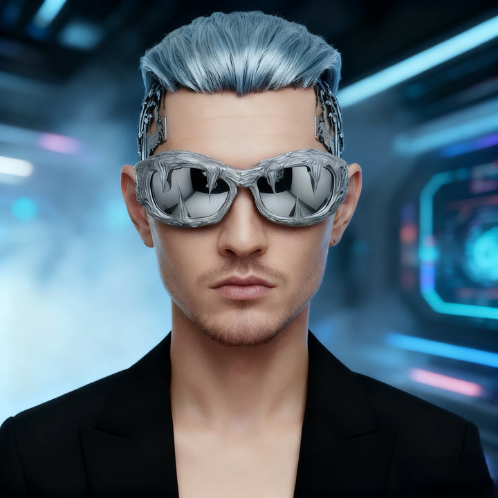 Damen futuristische Design-Sonnenbrille mit einzigartiger strukturierter Oberfläche Karnz