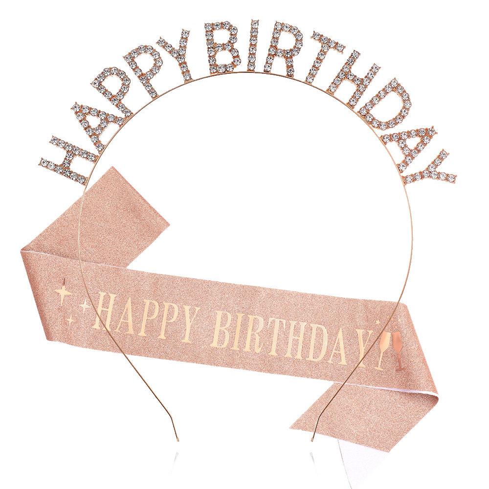 Damen Glitzernder Haarreif mit "Happy Birthday"-Aufschrift Karnz