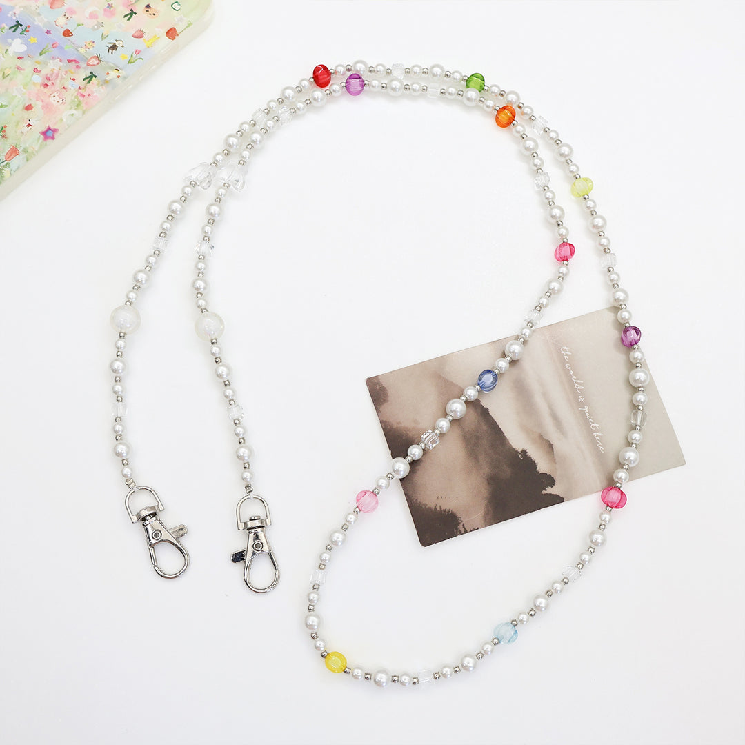 Perlen-Brillen-Kette mit stylischem Karomuster Karnz