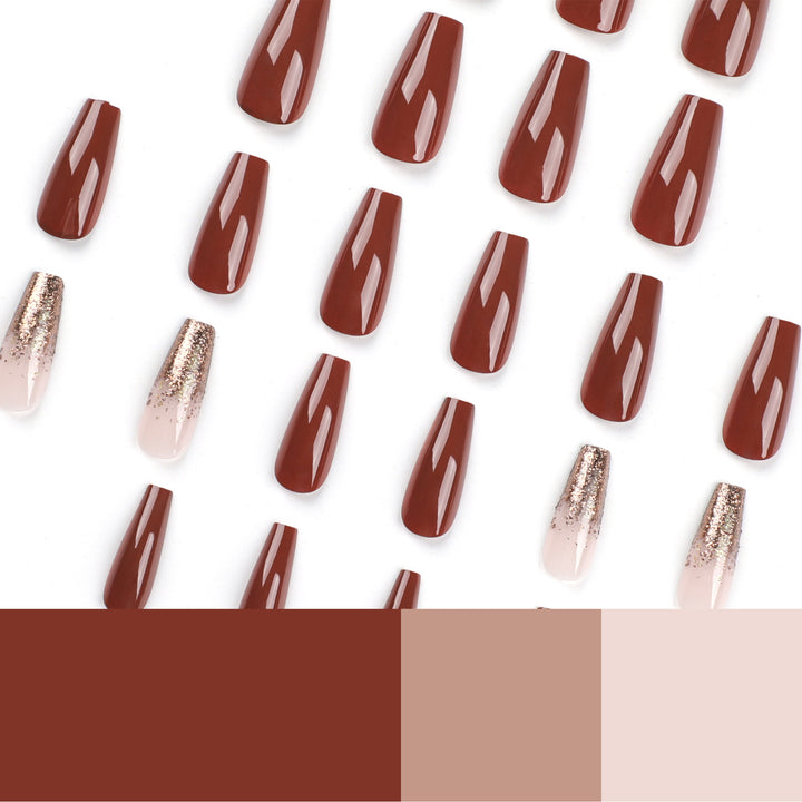 Künstliche Acryl-Nägel mit eleganten Glitzerakzenten und kreativen Designs Karnz