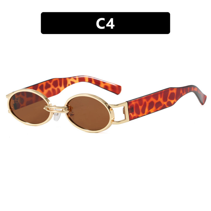 Damen ovalförmige Sonnenbrille mit goldenen Akzenten und stylischem Rahmen Karnz