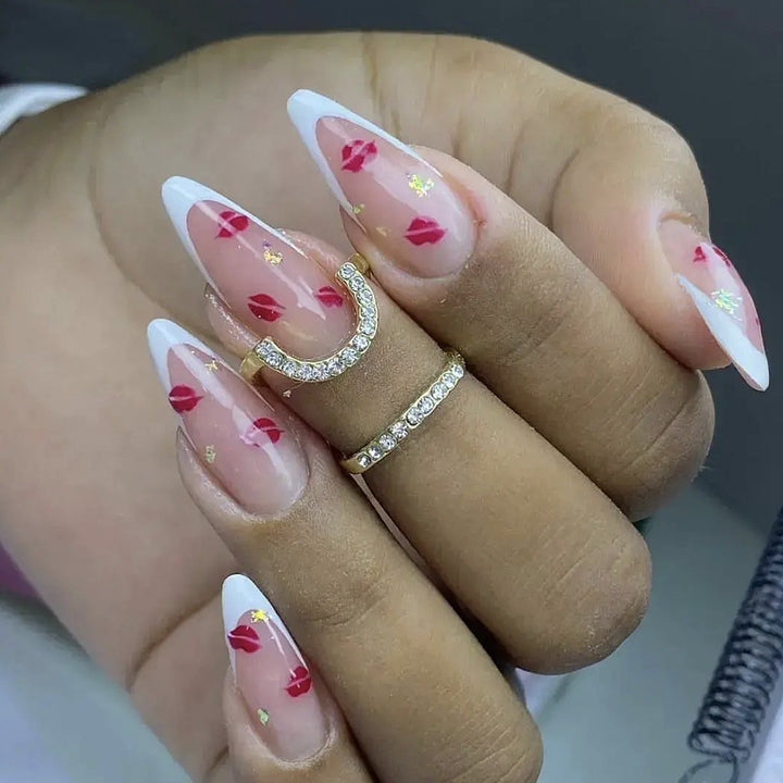 Elegante Kiss-Druck Französische Tipp Nail Art Extensions Karnz