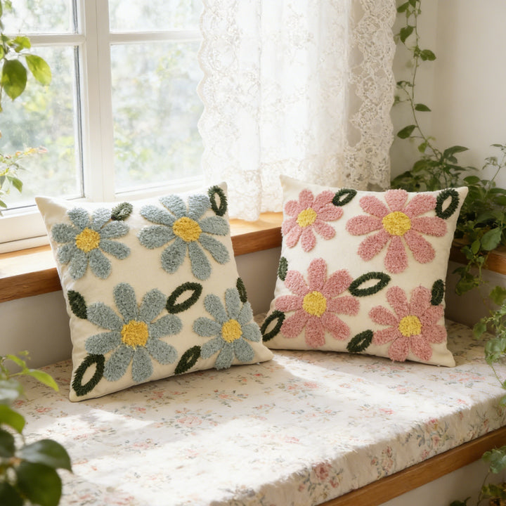 Künstlerisch Floral Besticktes Kissen