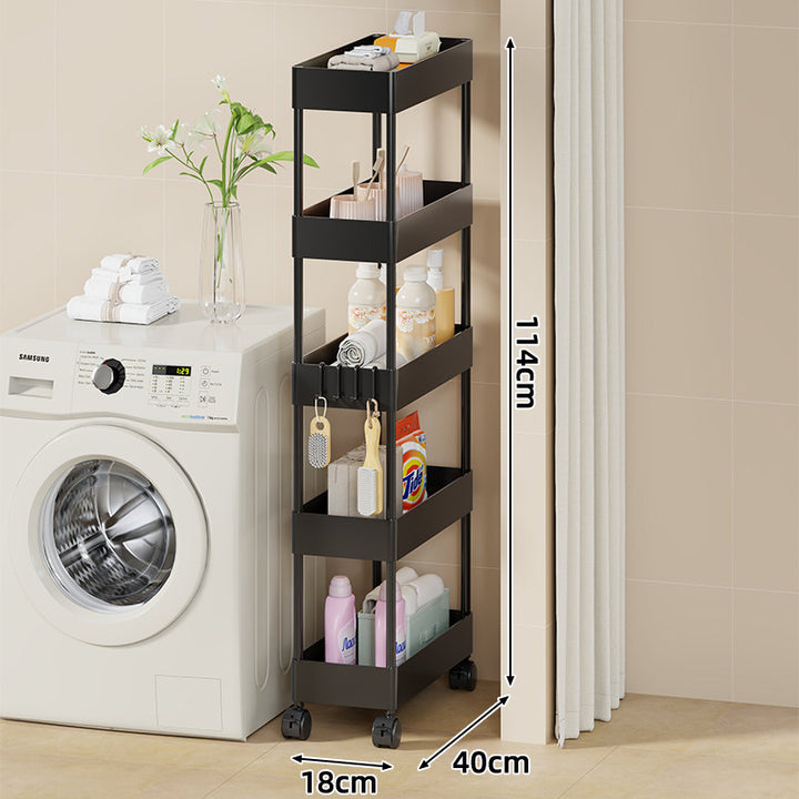 Slim Four-Tier Rolling Laundry und Badezimmer Aufbewahrungswagen mit tiefen Tablettkörben und verriegelbaren Drehrollen
