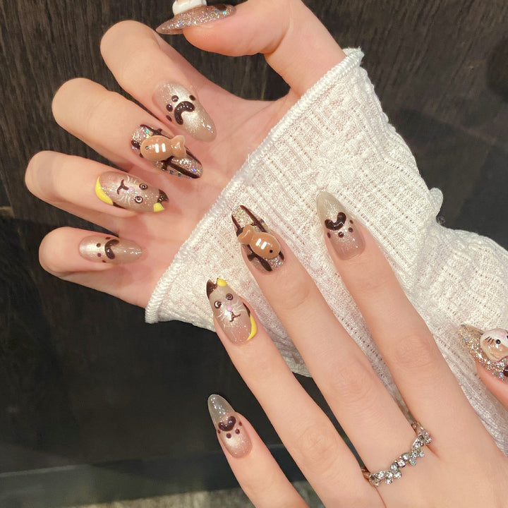 Verspieltes Tiermotiv Press-On Nail Set