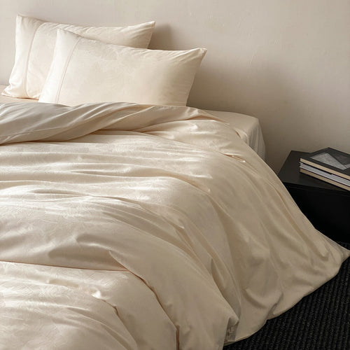 Luxus Baumwollsatin Bettbezug Set mit subtiler floraler Jacquard