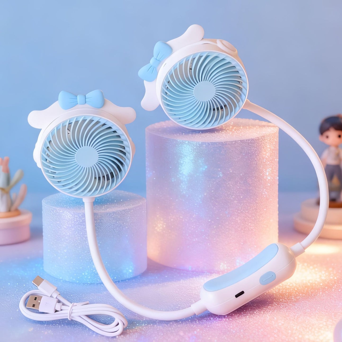 Damen Tragbarer Nackenventilator mit doppeltem Gebläse und flexiblem Design Karnz