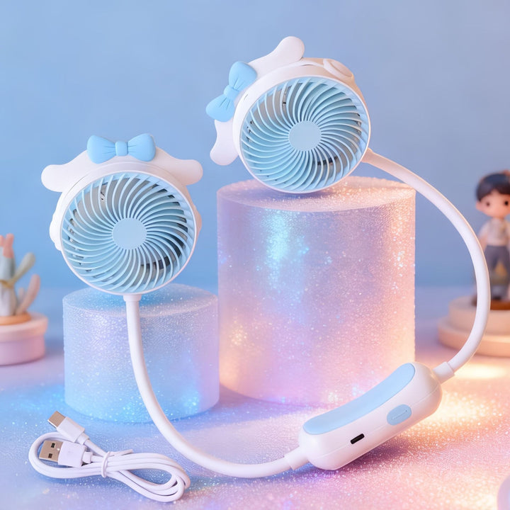 Damen Tragbarer Nackenventilator mit doppeltem Gebläse und flexiblem Design Karnz